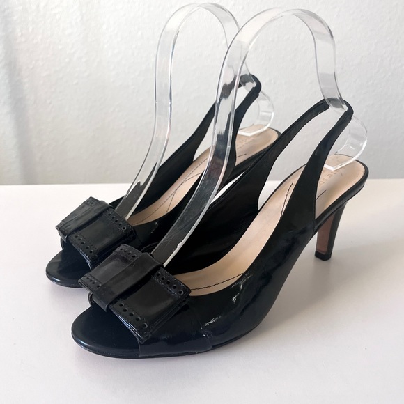 kate spade Shoes - Kate Spade Gracie Black Patent Leather Bow Sling Back Heels Size 7